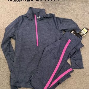 Under Armour Heathered Blue and Pink Workout Set
